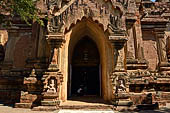 Bagan Myanmar. Htilominlo temple. Nicely carved reliefs of the doorways. 